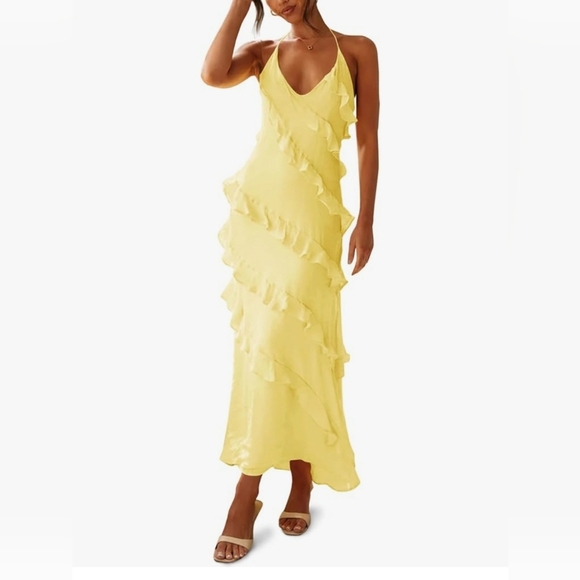 Amazon Yellow Backless Dress - Picture 1 of 2